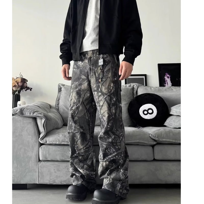 Camouflage Overalls Jeans Men'S Summer American Style High Street Design Sense Niche Loose Straight Casual Pants - Image 3